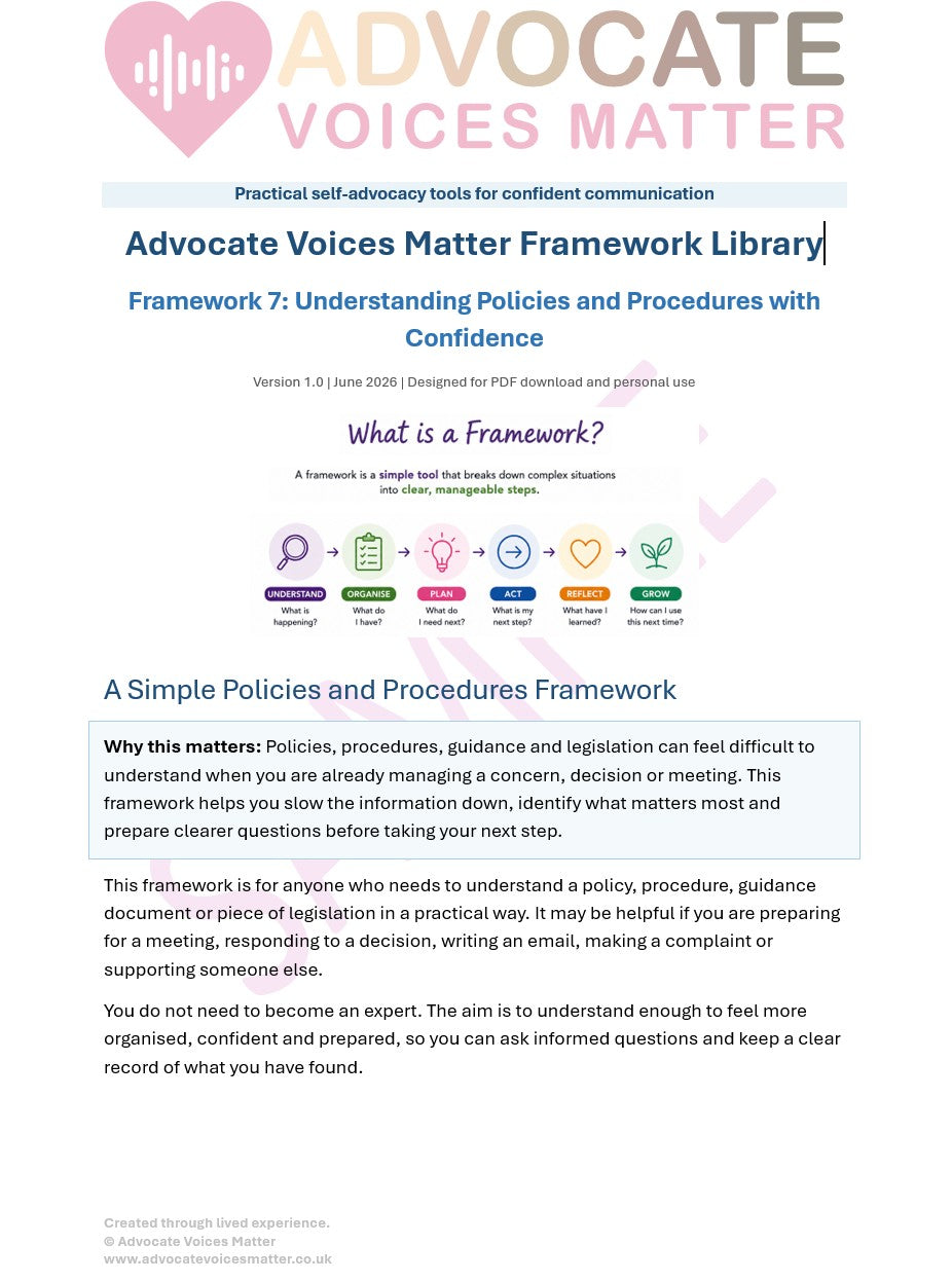 Framework 7 – Understanding Policies and Procedures with Confidence